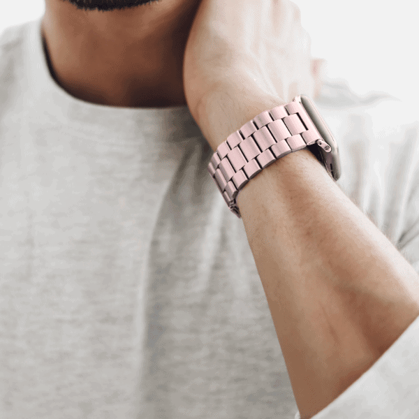 רצועת אפל ווטש ממתכת אל חלד סדרת 44/45/46/49 מ"מ לקסי -ורוד