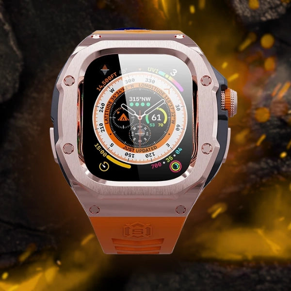 Apple Watch Ultra MOD Full Case KIT 316 נירוסטה וקופסת סיליקון - כתום