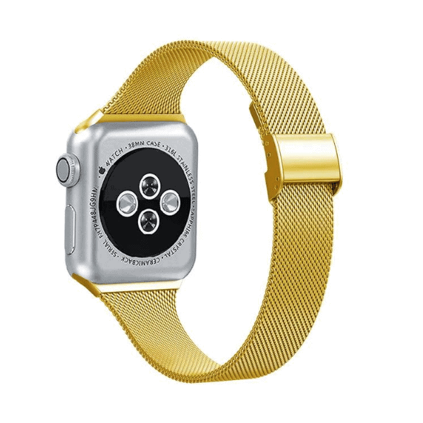 רצועה לאפל ווטש 42/44/45/49mm ברזל צרה עם סוגר Gold