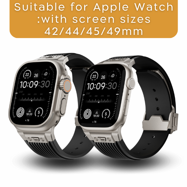 Silicone Watch Band For Apple Watch buckle 316L steel titanium color-Zeus