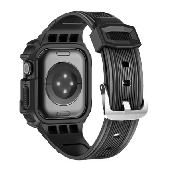 רצועת סיליקון מלאה לאפל ווטש 44 מ"מ 45 מ"מ הר געש -שחור