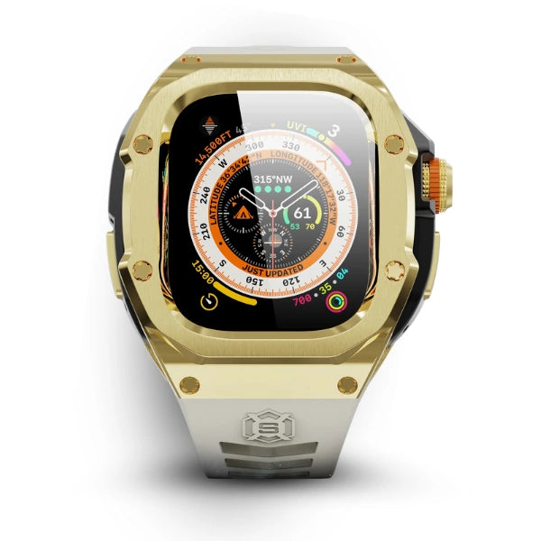 Apple Watch Ultra MOD Full Case KIT 316 נירוסטה וקופסת סיליקון - בז'