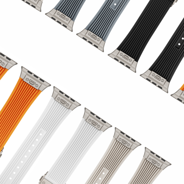 Silicone Watch Band For Apple Watch buckle 316L steel titanium color-Zeus