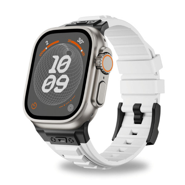 רצועה לאפל ווטש 44/45/46/49mm סגנון Tactical לבן אבזם צבע Black