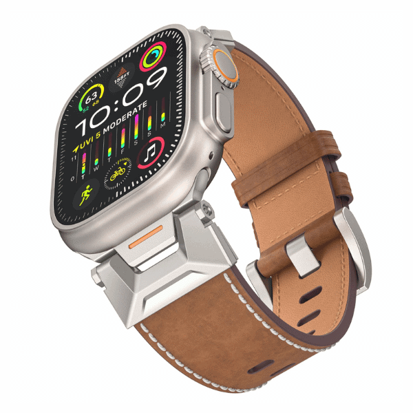רצועה לאפל ווטש 44/45/46/49mm עור סגנון space צבע -Brown