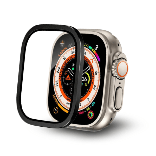 מגן מסך עם מסגרת אלומיניום עבור Apple Watch Ultra 49mm -שחור