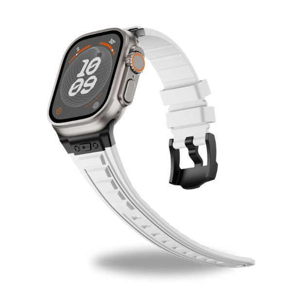 רצועה לאפל ווטש 44/45/46/49mm סגנון Tactical לבן אבזם צבע Black