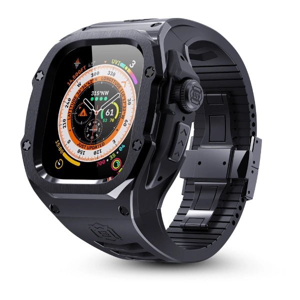 Apple Watch Ultra MOD Full Case KIT 316 נירוסטה וקופסת סיליקון -שחור