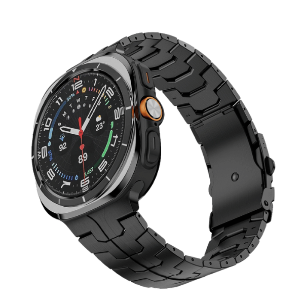 רצועת ברזל חוליות לשעון Galaxy Watch 7 Ultra 47mm פלדה אל חלד איכותית  -Black