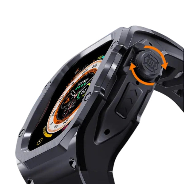 Apple Watch Ultra MOD Full Case KIT 316 נירוסטה וקופסת סיליקון -שחור