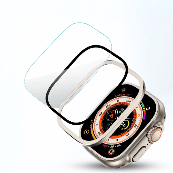 מגן מסך עם מסגרת אלומיניום עבור Apple Watch Ultra 49mm -שחור