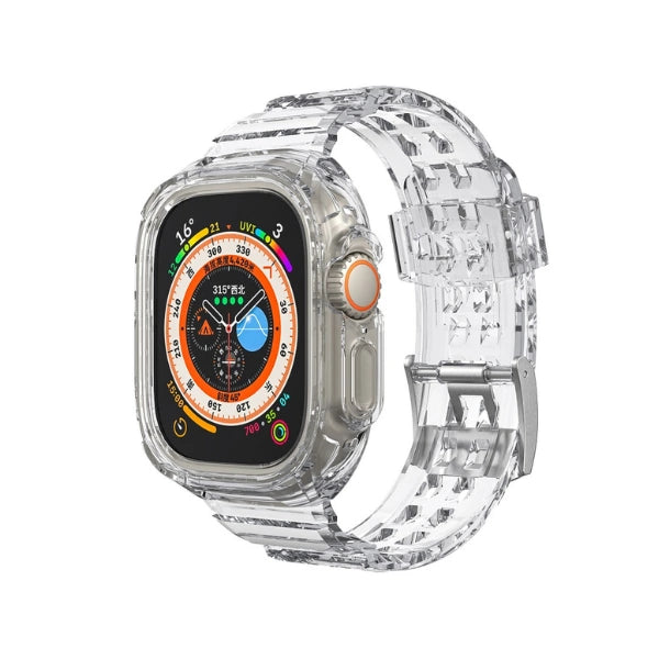 Apple Watch Ultra Full Case 49mm רצועת סיליקון הר געש - שקוף