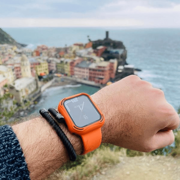 Apple watch Full Case 40MM 2-LAYER GLASS COVER Orange Black