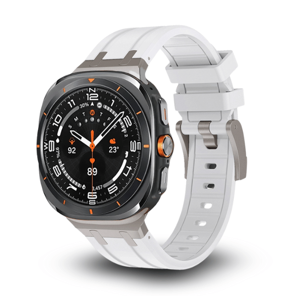 רצועת סיליקון פרימיום עבור שעון סמסונג גלקסי ווטש אולטרה AP סטייל קופה - כסף לבן