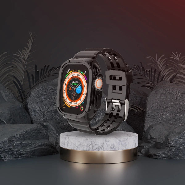 Apple Watch Ultra Full Case 49mm רצועת סיליקון הר געש -שחור