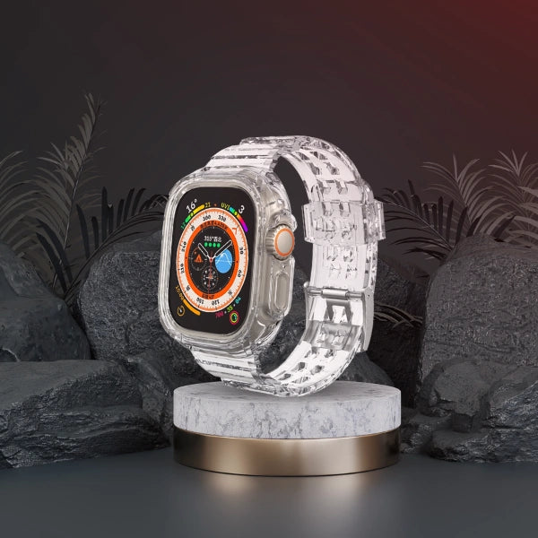 Apple Watch Ultra Full Case 49mm רצועת סיליקון הר געש - שקוף
