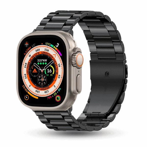 רצועת אפל ווטש ממתכת אל חלד סדרת 44/45/46/49 מ"מ לקסי -שחור