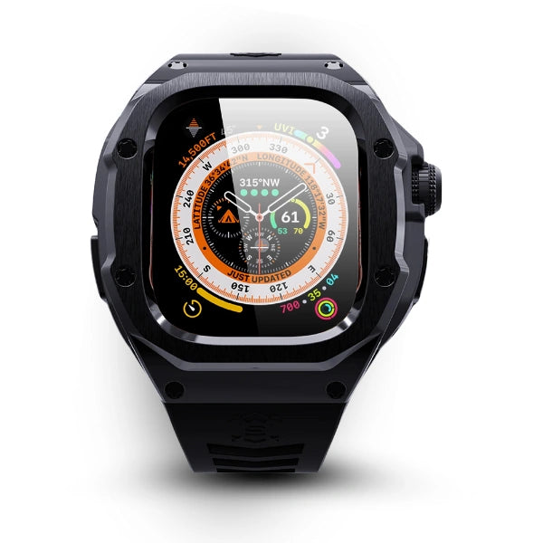 Apple Watch Ultra MOD Full Case KIT 316 נירוסטה וקופסת סיליקון -שחור