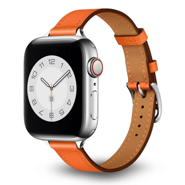 רצועת עור לשעון אפל ווטש 44/45/46/49mm צרה -Orange