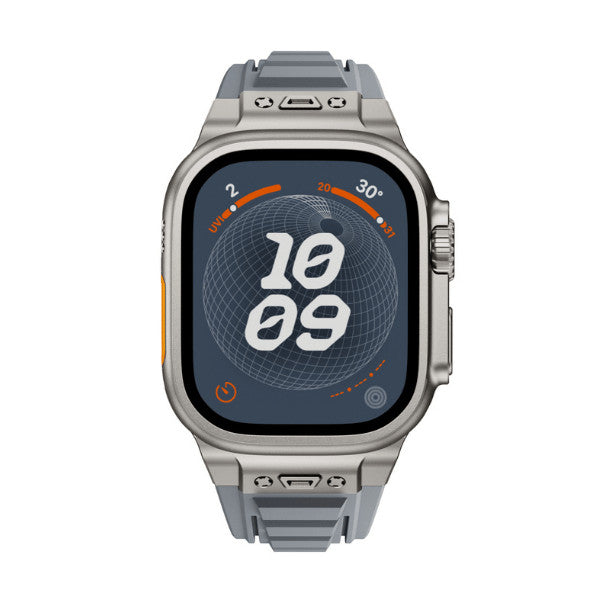 רצועה לאפל ווטש 44/45/46/49mm סגנון Tactical שחור אפור צבע Titanium