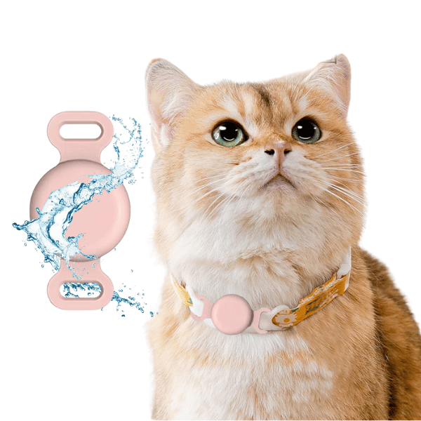 כיסוי סיליקון עמיד במים עבור AirTag לצוואר או רצועה - ורוד