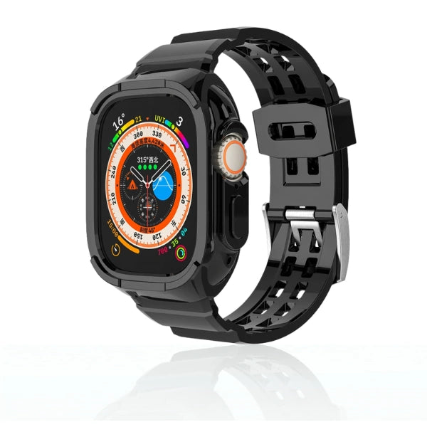 רצועת כיסוי חלקי 2 ב- 1 סיליקון לאפל ווטש אולטרה 49mm שחור