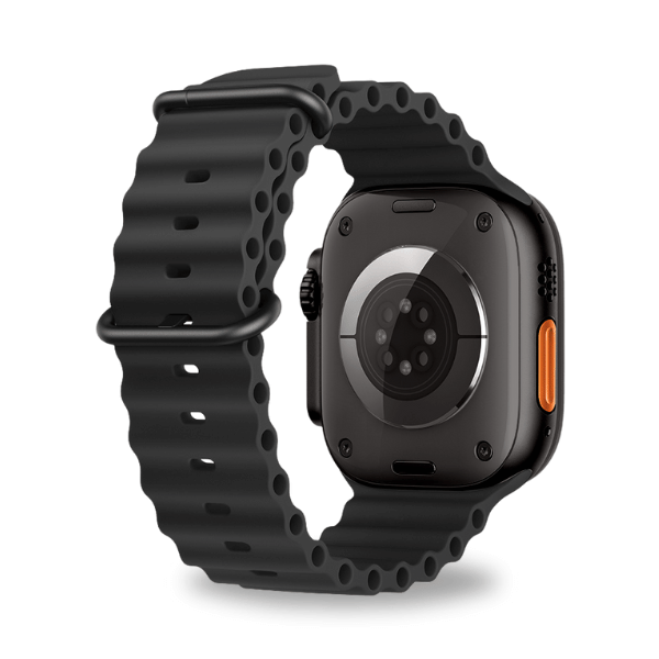 רצועת גומי אוקיינוס' עבור Apple Watch 44/45/46/49 מ"מ עם אבזם שחור סקוט -שחור