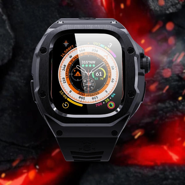 Apple Watch Ultra MOD Full Case KIT 316 נירוסטה וקופסת סיליקון -שחור