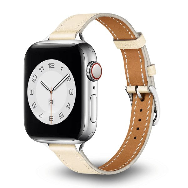 Cleopatra Double Tour Slim Genuine Leather Band for Apple Watch 40/41/42mm -Beigee