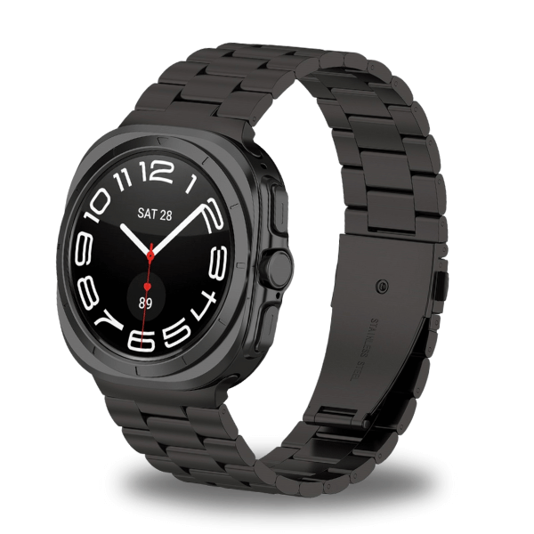 צמיד קישור מפלדת אל חלד עמידה עבור שעון סמסונג גלקסי 7 אולטרה 47 מ"מ לקסי -שחור