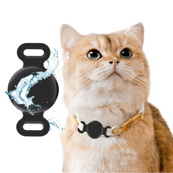 כיסוי סיליקון עמיד במים עבור AirTag לצוואר או רצועה -שחור