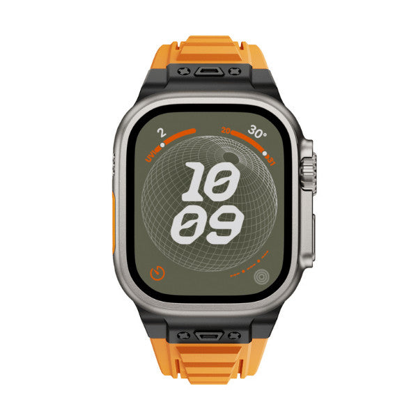 רצועה לאפל ווטש 44/45/46/49mm סגנון Tactical כתום אבזם צבע Black