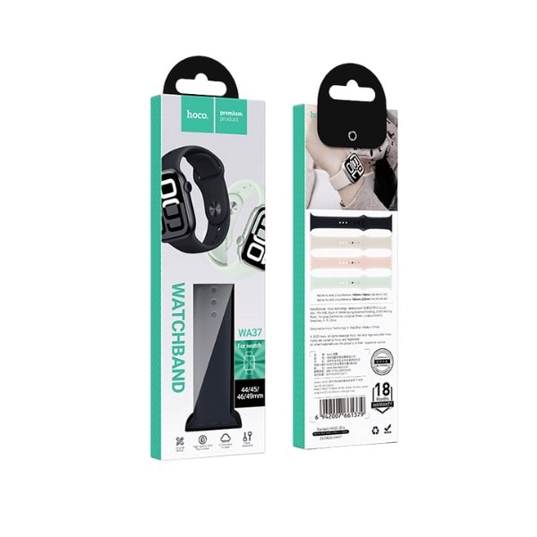 רצועת סיליקון פרימיום FKM אפל ווטש 40/41/42mm Hoco WA37 צבע -Midnight