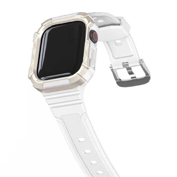 רצועת סיליקון מלאה לאפל ווטש 44 מ"מ 45 מ"מ הר געש - לבן