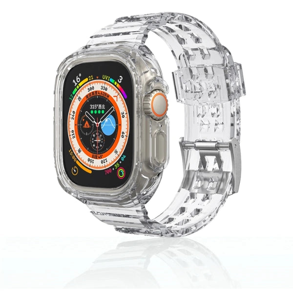 Apple Watch Ultra Full Case 49mm רצועת סיליקון הר געש - שקוף