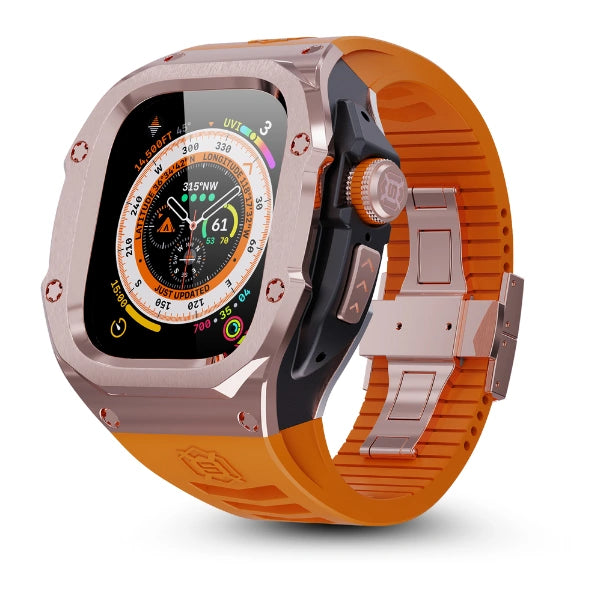 Apple Watch Ultra MOD Full Case KIT 316 נירוסטה וקופסת סיליקון - כתום