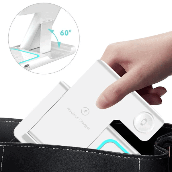 3 ב-1 תחנת טעינה אלחוטית מגנטית למכשירי אפל - לבן