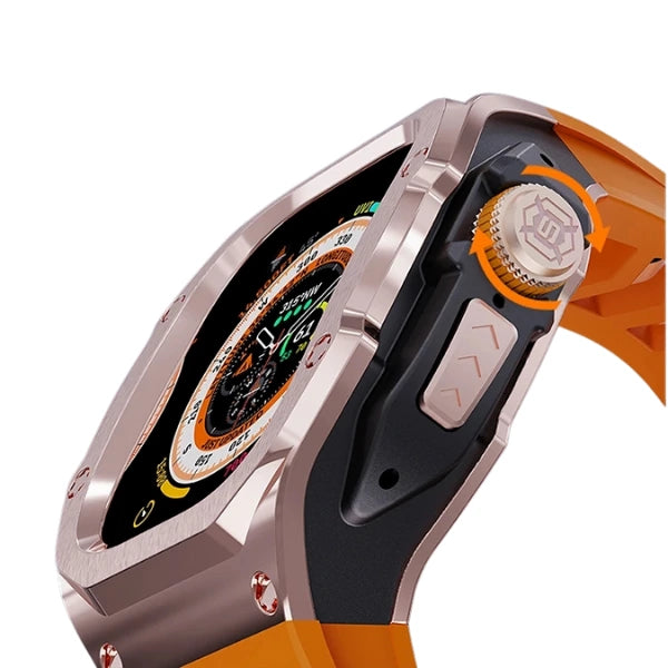 Apple Watch Ultra MOD Full Case KIT 316 נירוסטה וקופסת סיליקון - כתום