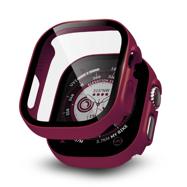 מגן לאפל ווטש אולטרה 49mm כיסוי זכוכית מלא  - Wine red