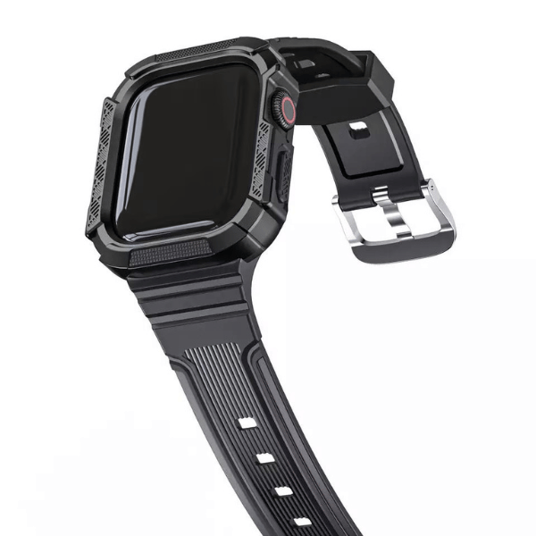 רצועת סיליקון מלאה לאפל ווטש 44 מ"מ 45 מ"מ הר געש -שחור