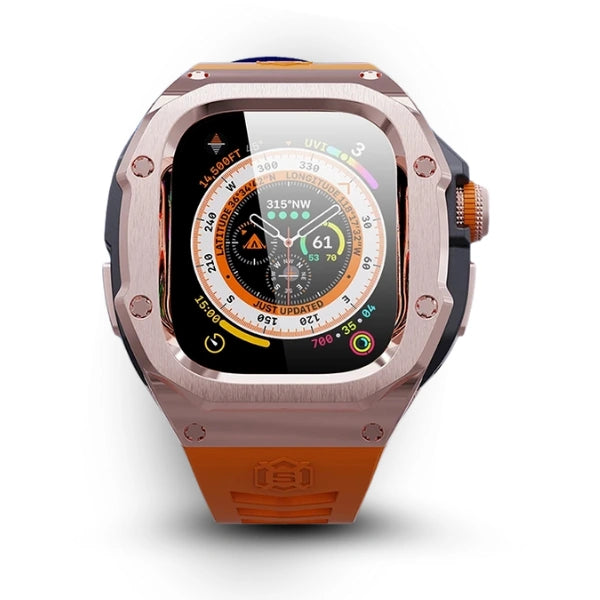 Apple Watch Ultra MOD Full Case KIT 316 נירוסטה וקופסת סיליקון - כתום