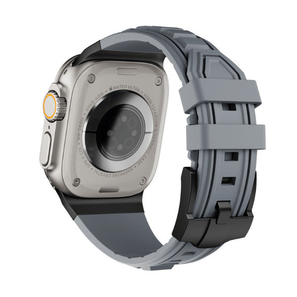 רצועה לאפל ווטש 44/45/46/49mm סגנון Tactical אפור אבזם צבע Black