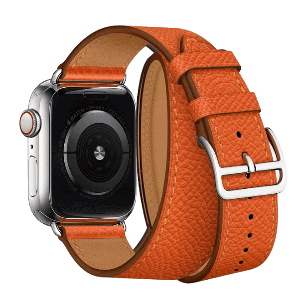 DOUBLE TOUR GENUINE LEATHER APPLE WATCH BAND 42/44/45/49MM CLEOPATRA -Orange