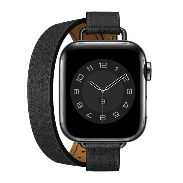 רצועת עור לשעון אפל ווטש 40/41/42mm כפולה צרה -Black