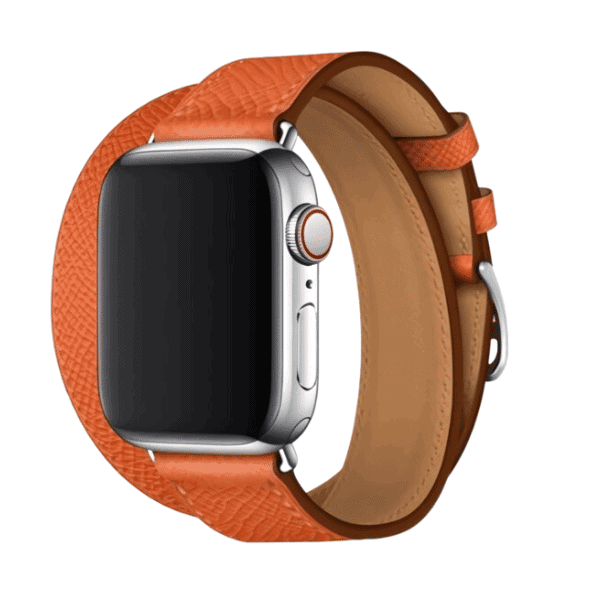 DOUBLE TOUR GENUINE LEATHER APPLE WATCH BAND 38/40/41MM CLEOPATRA -ORANGE