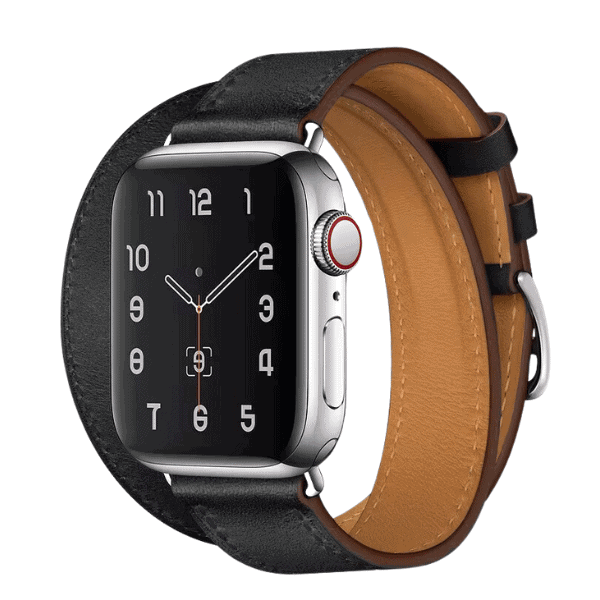 DOUBLE TOUR GENUINE LEATHER APPLE WATCH BAND 42/44/45/49MM CLEOPATRA -BLACK