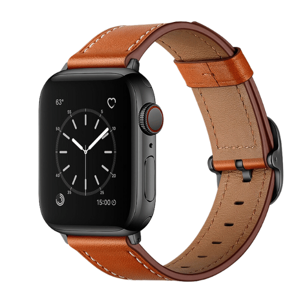 רצועת עור לשעון אפל עם אבזם מרובע חום