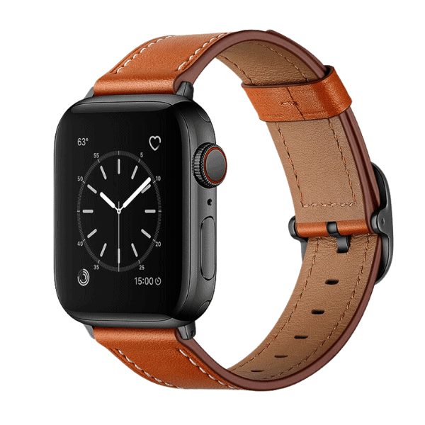 רצועת עור לשעון אפל עם אבזם מרובע חום