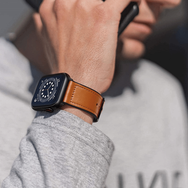 רצועת עור Quick Release 22mm שחור עם אבזם מרובע