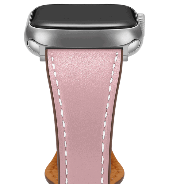 רצועת עור לשעון אפל צרה אבזם עגול בצבע ורוד
